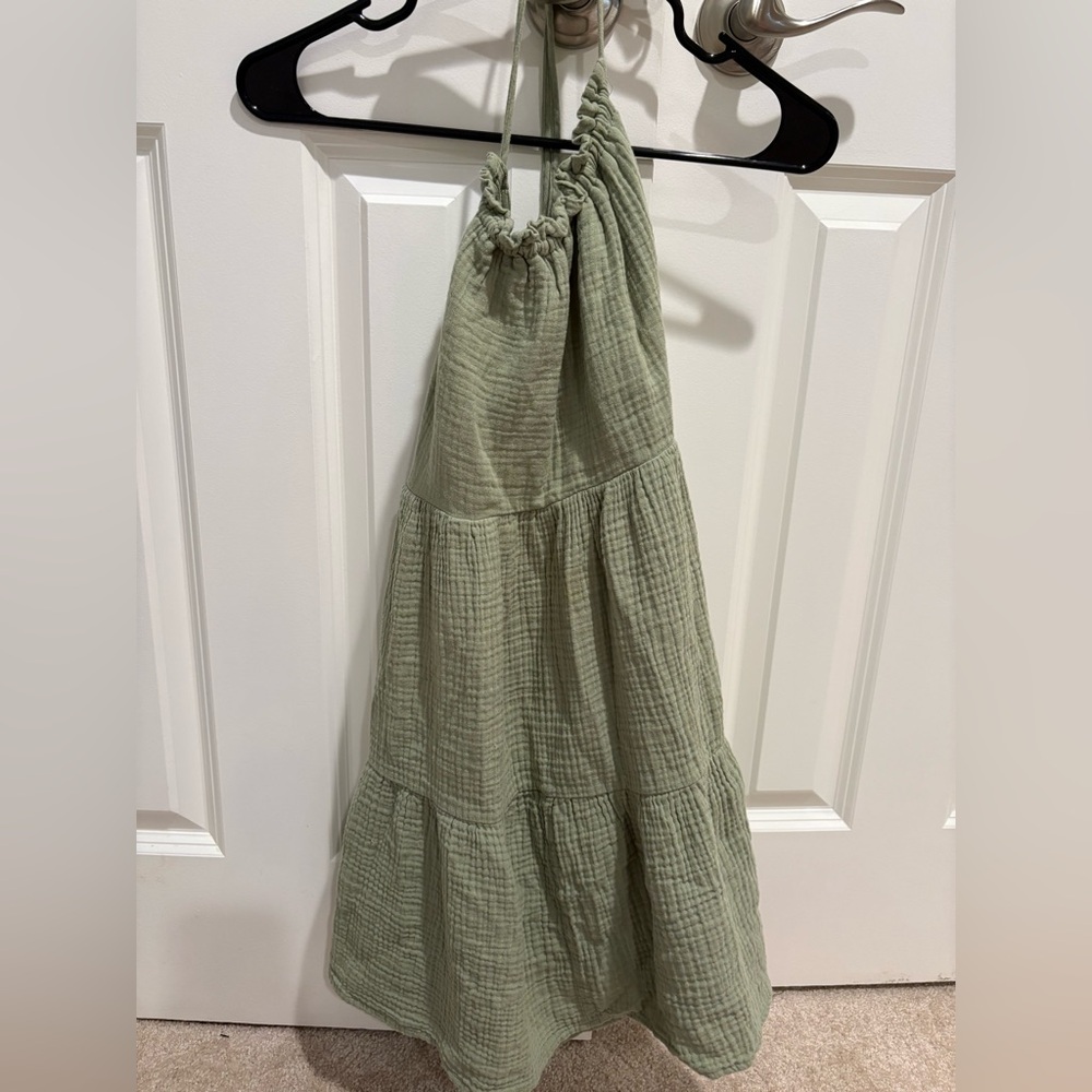 Green Gauze Halter Dress with Open Back NOT FOR SALE - Picture 3 of 3